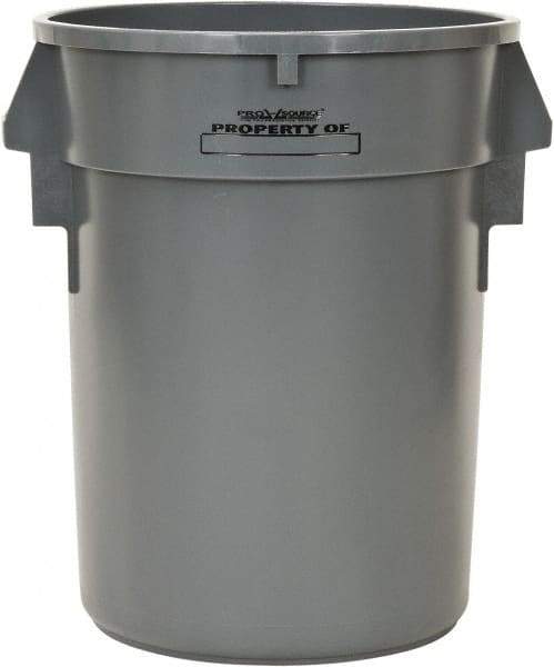 PRO-SOURCE - 32 Gal Round Trash Can - 31-3/4 Inch High, Gray, Polyethylene, Vented Rib Style, USDA Approved - Eagle Tool & Supply