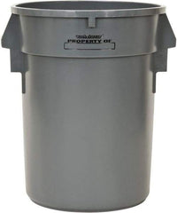 PRO-SOURCE - 32 Gal Round Trash Can - 31-3/4 Inch High, Gray, Polyethylene, Vented Rib Style, USDA Approved - Eagle Tool & Supply