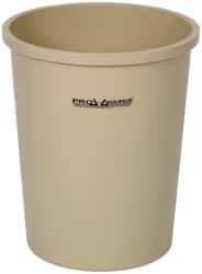 PRO-SOURCE - 44 Qt Beige Round Trash Can - Polyethylene, 18-7/8" High - Eagle Tool & Supply