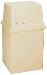 PRO-SOURCE - 35 Gal Beige Rectangle Trash Can - Polyethylene, 39-1/2" High - Eagle Tool & Supply