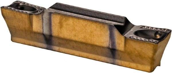 Iscar - 3002GRIP Y Grade IC807, 3mm Cutting Width Carbide Grooving Insert - 1.8mm Max Depth of Cut, Neutral, 0.2mm Corner Radius, TiAlN Finish - Eagle Tool & Supply