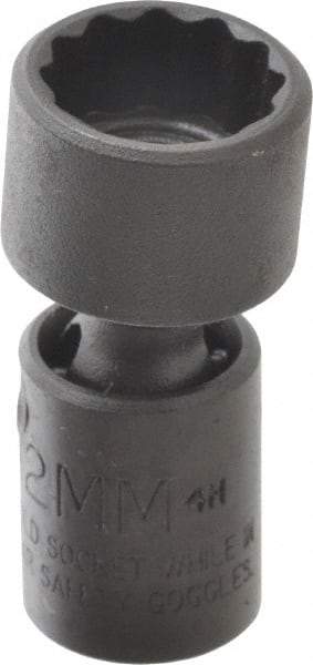 Proto - 1/4" Drive 12mm Standard Universal Impact Socket - 12 Points, 1-19/32" OAL - Eagle Tool & Supply