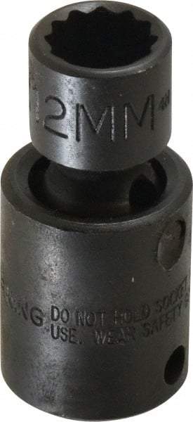 Proto - 3/8" Drive 12mm Standard Universal Impact Socket - 6 Points, 2" OAL - Eagle Tool & Supply