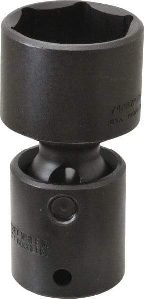 Proto - 1/2" Drive 1-1/4" Standard Universal Impact Socket - 6 Points, 3-13/64" OAL - Eagle Tool & Supply