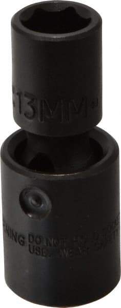 Proto - 1/2" Drive 13mm Standard Universal Impact Socket - 6 Points, 2-19/32" OAL - Eagle Tool & Supply