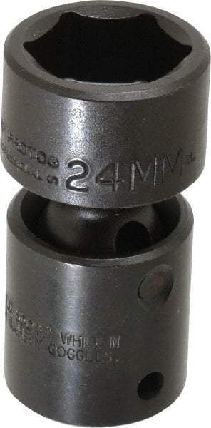 Proto - 1/2" Drive 24mm Standard Universal Impact Socket - 6 Points, 2-11/16" OAL - Eagle Tool & Supply