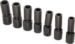 Proto - 7 Piece 1/2" Drive Deep Impact Socket Set - 6 Points, 13 to 19mm, Metric Measurement Standard - Eagle Tool & Supply