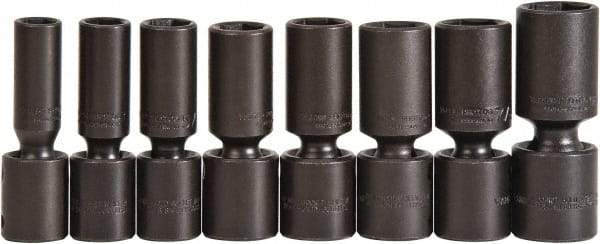 Proto - 8 Piece 1/2" Drive Deep Impact Socket Set - 6 Points, 1/2 to 15/16", Inch Measurement Standard - Eagle Tool & Supply