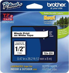 Brother - 1/2" Wide, White Label Tape - For Label Maker - Eagle Tool & Supply