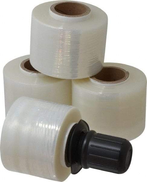 Stretch Associates - 3" x 600' 150 Gauge Clear Bundling Stretch Film with Dispenser - 4 Piece, 150 Gauge, Clear - Eagle Tool & Supply