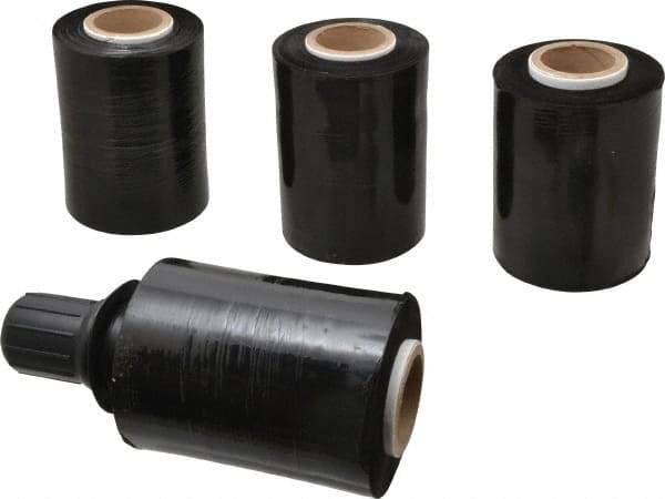 Stretch Associates - 5" x 1,000' 80 Gauge Black Bundling Stretch Film with Dispenser - 4 Piece, 80 Gauge, Black - Eagle Tool & Supply