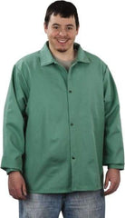 Steel Grip - Size L Welding & Flame Resistant/Retardant Jacket - Green, Cotton, Snaps Closure, 44 to 46" Chest - Eagle Tool & Supply