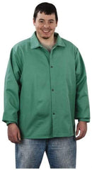 Steel Grip - Size XL Welding & Flame Resistant/Retardant Jacket - Green, Cotton, Snaps Closure, 48 to 50" Chest - Eagle Tool & Supply