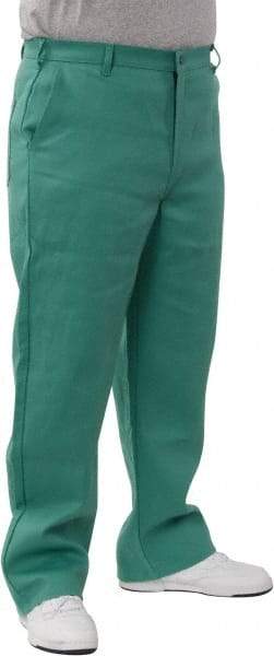 PRO-SAFE - Cotton Flame Resistant/Retardant Pants - Zipper Closure, 3 Pockets, 30" Waist, 32" Inseam, Green - Eagle Tool & Supply