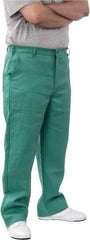PRO-SAFE - Cotton Flame Resistant/Retardant Pants - Zipper Closure, 3 Pockets, 38" Waist, 32" Inseam, Green - Eagle Tool & Supply