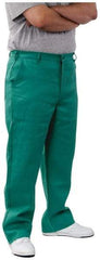 PRO-SAFE - Cotton Flame Resistant/Retardant Pants - Zipper Closure, 3 Pockets, 42" Waist, 32" Inseam, Green - Eagle Tool & Supply