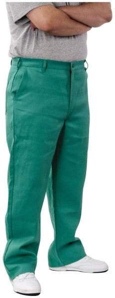PRO-SAFE - Cotton Flame Resistant/Retardant Pants - Zipper Closure, 3 Pockets, 44" Waist, 32" Inseam, Green - Eagle Tool & Supply