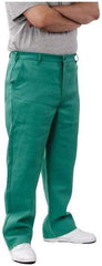 PRO-SAFE - Cotton Flame Resistant/Retardant Pants - Zipper Closure, 3 Pockets, 44" Waist, 32" Inseam, Green - Eagle Tool & Supply