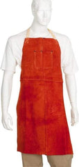 PRO-SAFE - 24 x 36" Flame Resistant/Retardant Bib Apron - Split Leather, 11 oz Material, Gray, 0 Pockets - Eagle Tool & Supply