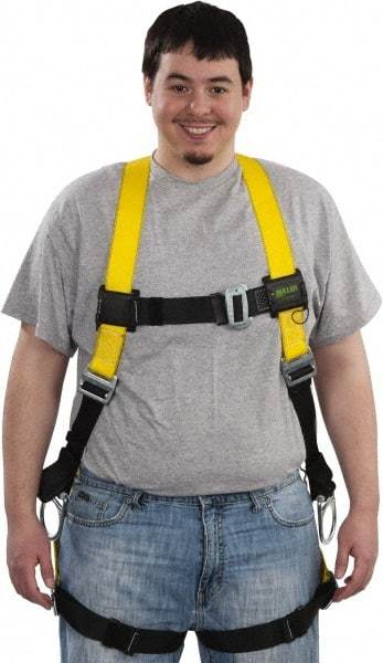 Miller - 400 Lb Capacity, Size Universal, Full Body Construction Safety Harness - Polyester, Side D-Ring, Mating Leg Strap, Mating Chest Strap, Yellow/Black - Eagle Tool & Supply