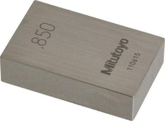 Mitutoyo - 0.85" Rectangular Steel Gage Block - Accuracy Grade 0, Includes Certificate of Inspection - Eagle Tool & Supply