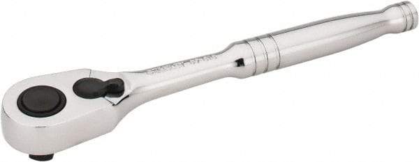 Stanley - 3/8" Drive Pear Head Quick-Release Ratchet - Chrome Finish, 8" OAL - Eagle Tool & Supply