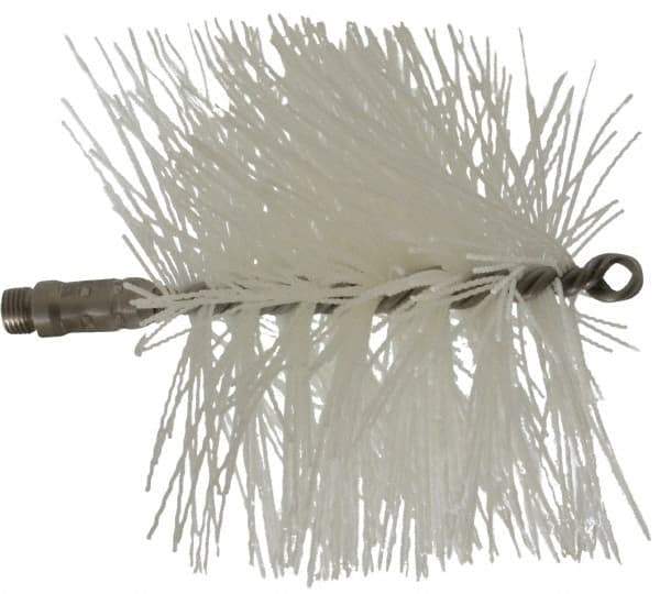 Schaefer Brush - 4-1/2" Long x 6" Diam Nylon Tube Brush - Single Spiral, 7" OAL, 0.045" Filament Diam, 1/4" Shank Diam - Eagle Tool & Supply