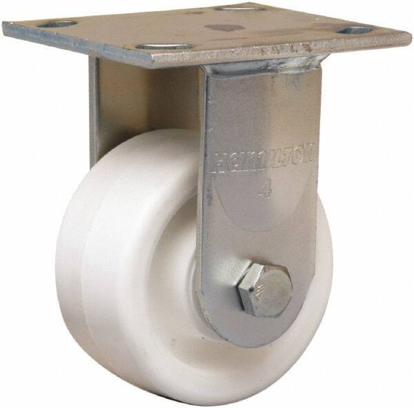Hamilton - 4" Diam x 2" Wide x 5-5/8" OAH Top Plate Mount Rigid Caster - Polyolefin, Delrin Bearing, 4 x 4-1/2" Plate - Eagle Tool & Supply