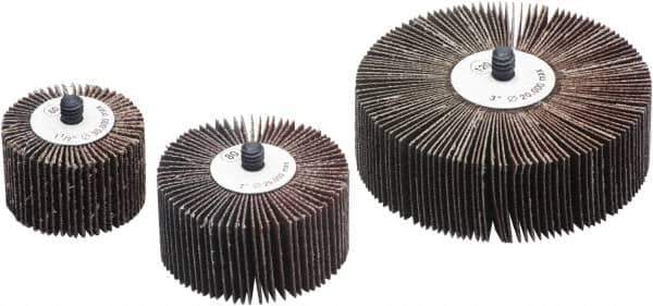 Camel Grinding Wheels - 3" Diam x 1" Face Width, Medium Aluminum Oxide Coated Mounted Flap Wheel - 1/4-20 Threaded Mount, 40 Grit, X Weighted Cloth Backing, 20,000 Max RPM - Eagle Tool & Supply