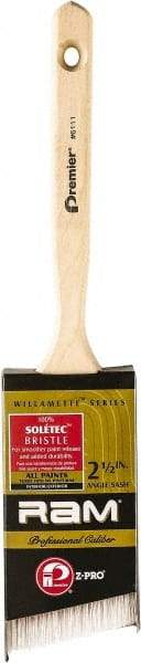 Premier Paint Roller - 2-1/2" Angled Polyester Angular Brush - 3-1/2" Bristle Length, 2" Wood Sash Handle - Eagle Tool & Supply
