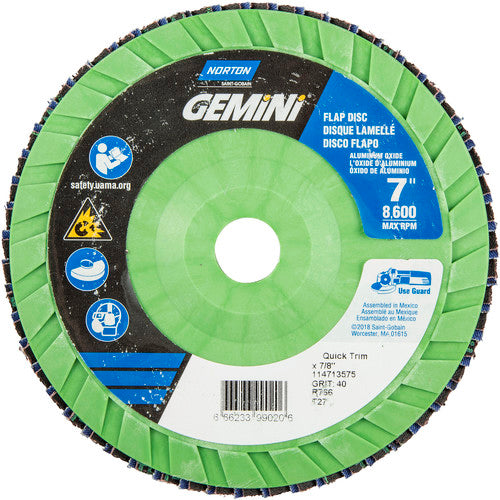 7 × 7/8″ Gemini Plastic Flat Flap Disc Type 27 P40 Grit R766 Zirconia Alumina - Eagle Tool & Supply