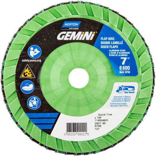 7 × 7/8″ Gemini Plastic Flat Flap Disc Type 27 P80 Grit R766 Zirconia Alumina - Eagle Tool & Supply