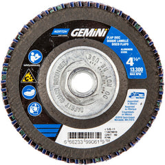 ‎4-1/2 × 5/8 - 11″ Gemini Fiberglass HD Flat Flap Disc Type 27 P80 Grit R766 Zirconia Alumina - Eagle Tool & Supply