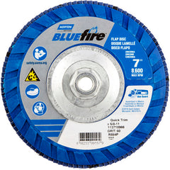 ‎7 × 5/8 - 11″ BlueFire Plastic Flat Flap Disc Type 27 P60 Grit R884P Zirconia Alumina - Eagle Tool & Supply