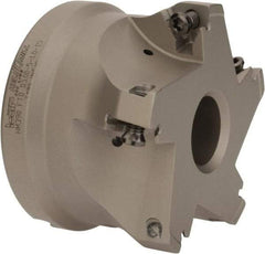 Iscar - 5 Inserts, 3" Cut Diam, 1" Arbor Diam, 0.512" Max Depth of Cut, Indexable Square-Shoulder Face Mill - 0/90° Lead Angle, 2" High, HM390 TDKT 1505 Insert Compatibility, Through Coolant, Series HeliIQMill - Eagle Tool & Supply