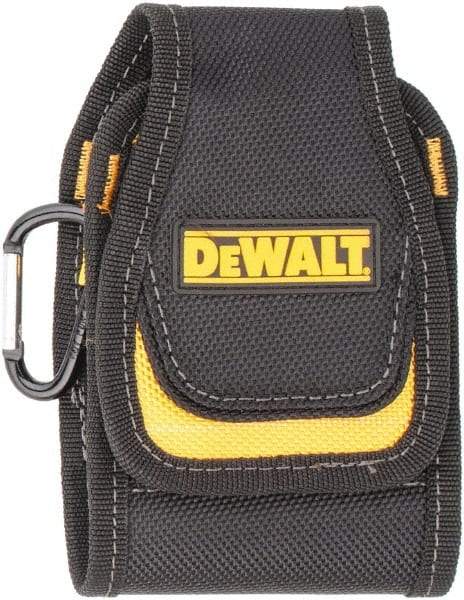 DeWALT - 3 Pocket Cell Phone Holster - Ballistic Polyester, Black & Yellow, 3.2" Wide x 5" High - Eagle Tool & Supply