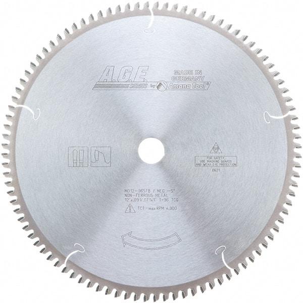 Amana Tool - 12" Diam, 1" Arbor Hole Diam, 96 Tooth Wet & Dry Cut Saw Blade - Carbide-Tipped, Clean Action, Standard Round Arbor - Eagle Tool & Supply