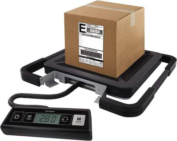 Dymo - 15" Base, 100 Lb Capacity, Digital Scale - 0.2 Lb Graduation, USB, 120 Volt Adapter or (3) AAA Batteries - Eagle Tool & Supply