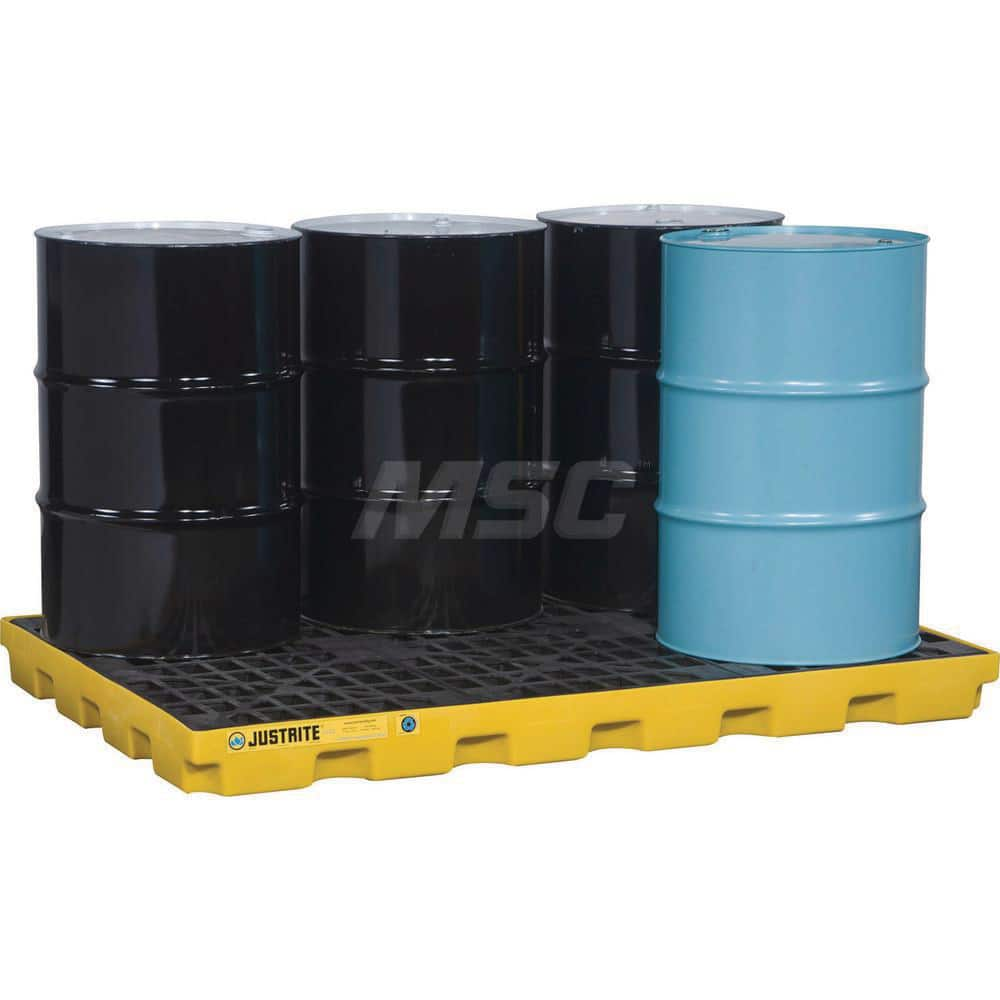 Justrite - Spill Pallets, Platforms, Sumps & Basins; Type: EcoPolyBlend? Accumulation Centers ; Number of Drums: 6 ; Sump Capacity (Gal.): 73.00 ; Load Capacity (Lb.): 7500.000 ; Material: Polyethylene ; Height (Inch): 5.5 - Exact Industrial Supply