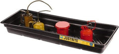 Justrite - 12 Gallon Capacity, 16 Inch Long x 46 Inch Wide, Polyurethane Spill Tray - 16 Inch Diameter, 5-1/2 Inch High, Black - Eagle Tool & Supply