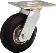 Hamilton - 6" Diam x 2" Wide, Rubber Swivel Caster - 300 Lb Capacity, Top Plate Mount, 4-1/2" x 6-1/4" Plate, Straight Roller Bearing - Eagle Tool & Supply