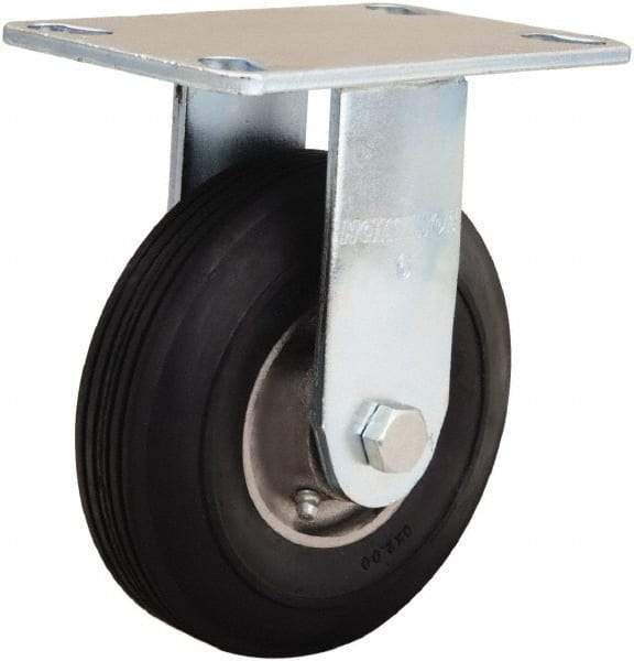 Hamilton - 6" Diam x 2" Wide, Rubber Rigid Caster - 300 Lb Capacity, Top Plate Mount, 4-1/2" x 6-1/4" Plate, Straight Roller Bearing - Eagle Tool & Supply