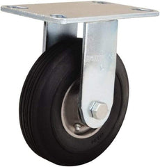 Hamilton - 6" Diam x 2" Wide, Rubber Rigid Caster - 300 Lb Capacity, Top Plate Mount, 4-1/2" x 6-1/4" Plate, Straight Roller Bearing - Eagle Tool & Supply