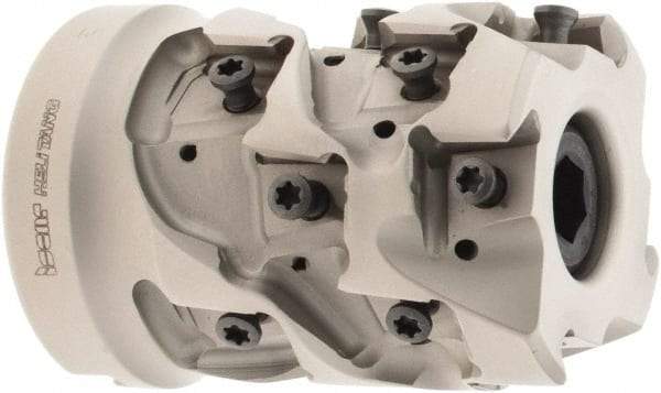 Iscar - 16 Inserts, 2" Cut Diam, 1" Arbor Diam, 1.87" Max Depth of Cut, Indexable Square-Shoulder Face Mill - 0/90° Lead Angle, 2.7" High, T490 LN.. 1306 Insert Compatibility, Through Coolant, Series Helitang - Eagle Tool & Supply