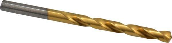 Hertel - Letter K 135° High Speed Steel Jobber Drill - TiN Finish, Right Hand Cut, Spiral Flute, Straight Shank, 4-1/4" OAL, Split Point - Eagle Tool & Supply