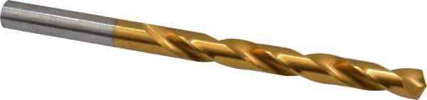 Hertel - Letter N 135° High Speed Steel Jobber Drill - TiN Finish, Right Hand Cut, Spiral Flute, Straight Shank, 4-3/8" OAL, Split Point - Eagle Tool & Supply