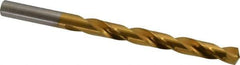Hertel - Letter Q 135° High Speed Steel Jobber Drill - TiN Finish, Right Hand Cut, Spiral Flute, Straight Shank, 4-3/4" OAL, Split Point - Eagle Tool & Supply