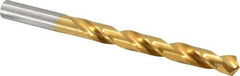 Hertel - Letter X 135° High Speed Steel Jobber Drill - TiN Finish, Right Hand Cut, Spiral Flute, Straight Shank, 5-1/8" OAL, Split Point - Eagle Tool & Supply