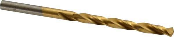 Hertel - #2 135° High Speed Steel Jobber Drill - TiN Finish, Right Hand Cut, Spiral Flute, Straight Shank, 3-7/8" OAL, Split Point - Eagle Tool & Supply