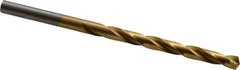 Hertel - #5 135° High Speed Steel Jobber Drill - TiN Finish, Right Hand Cut, Spiral Flute, Straight Shank, 3-3/4" OAL, Split Point - Eagle Tool & Supply